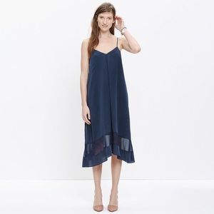 Madewell Silk Sheer-Stripe Cami Dress Deep Navy XS